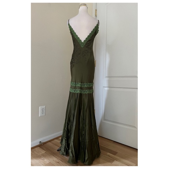 Sue Wong Elegant Olive Green Beaded Evening Gown - Picture 2 of 14